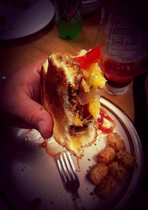 A picture of The Firehouse Supreme Grilled Cheese.