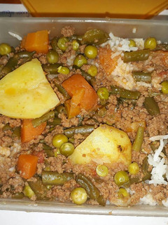 A picture of Rice and mince meat stew.