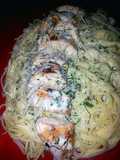 Sweet Tea Grilled Chicken withBourbon pesto Fettuccine Alfredo"