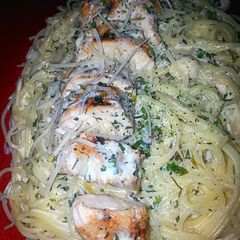 A picture of Sweet Tea Grilled Chicken withBourbon pesto Fettuccine Alfredo".