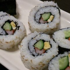 California Roll-Style Sushi Rolls For Cherry-blossom Viewing A picture of California Roll-Style Sushi Rolls For Cherry-blossom Viewing.