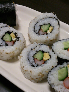 A picture of California Roll-Style Sushi Rolls For Cherry-blossom Viewing.