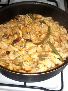 A picture of Chicken with vegetables.