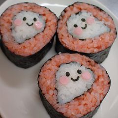 A picture of 'Lil Ghost Sushi Rolls For Halloween.