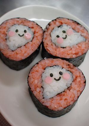 A picture of 'Lil Ghost Sushi Rolls For Halloween.