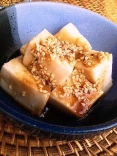 A picture of Genuine Sesame Tofu with Yuzu Pepper Paste.