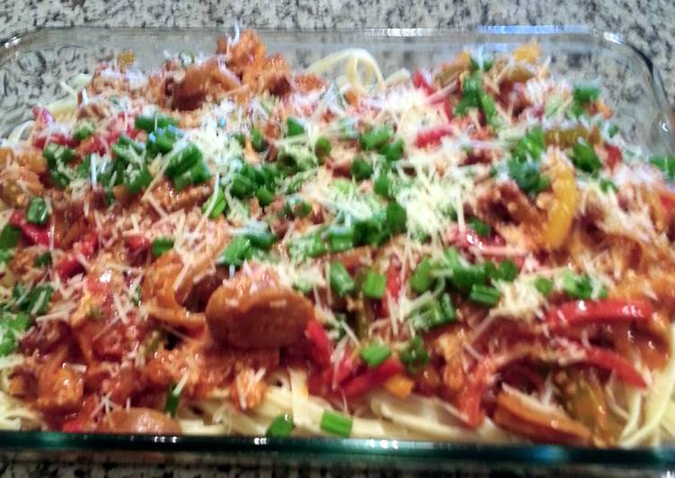 Recipe of Homemade chicken and sausage jambalaya fettucine