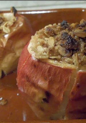 A picture of Stuffed apples with bourbon.