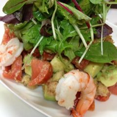A picture of Avocado, Shrimp and Tomato Panzanella.