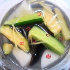 A picture of Eggplant and Cucumber Mul (Water) Kimchi.