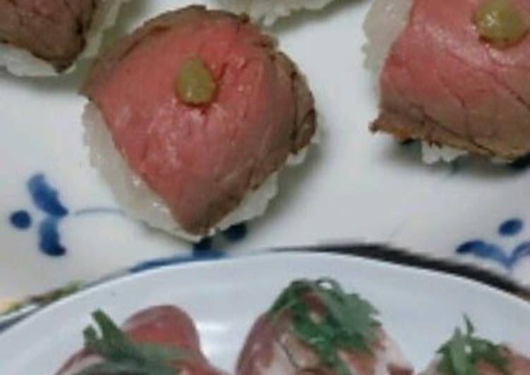 Recipe of Favorite Roast Beef and Cured Ham Temari Sushi