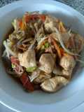 Chop suey de pollo. Apta celíacos