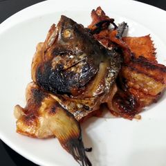 A picture of Salmon In Chinese BBQ Sauce (Char Siew Sauce ).