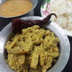 A picture of Thor bhaja (banana stem sabzi).
