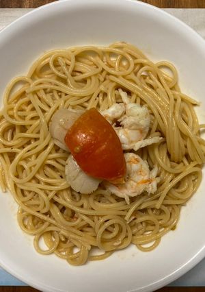 A picture of Prawn Spaghetti with Tom Yum Goong 冬蔭功蝦肉意粉.