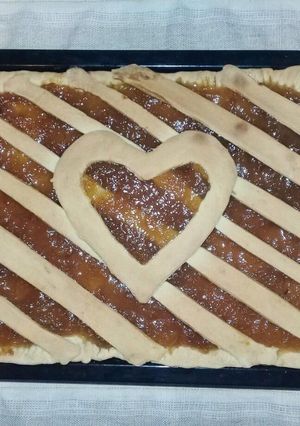 Una foto de Kuchen de durazno