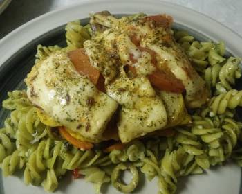 Easy Recipe Pista Pesto Pasta with baked Veg  Halloumi Delicious Simple