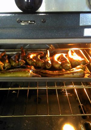 A picture of Tamales de rajas y queso (green chile and cheese).