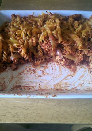 A picture of Mandys chicken pasta bake.