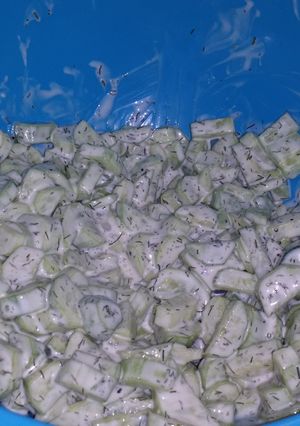 A picture of Cucumber Salad - I don't like cucumbers and this is so good!!!.