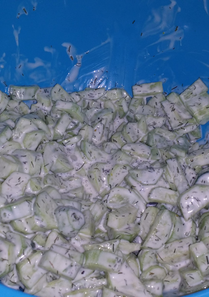 A picture of Cucumber Salad - I don't like cucumbers and this is so good!!!.