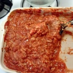 A picture of spicy mancotti with chorico and cheese.
