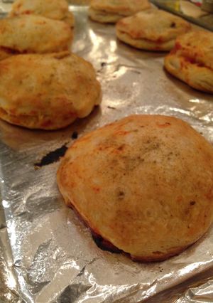 A picture of Kaley's biscuit hot pockets.