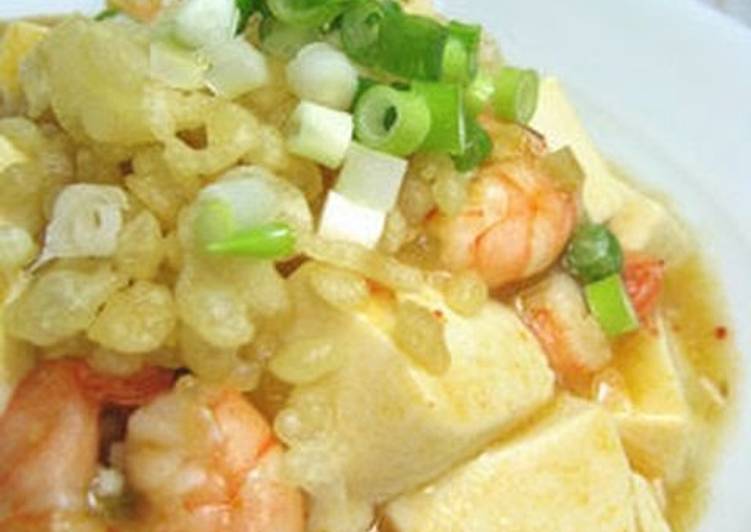 Steps to Prepare Super Quick Homemade Tofu and Shrimp Salt-Flavored Mapo Tofu with Crunchy Crispy Toppings
