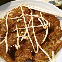 A picture of Okonomiyaki with Okara Powder.