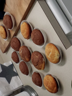 A picture of Vanilla, chocolate rum almonds pistachios muffis!.