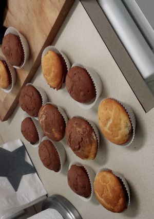 A picture of Vanilla, chocolate rum almonds pistachios muffis!.
