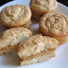 A picture of Egg Whites & Almond Cakes with Coffee Butter Cream.