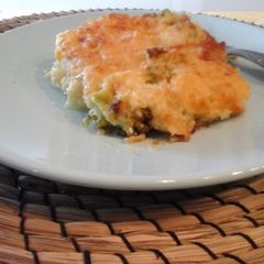 A picture of Potato Puree with Bacon and Mozzarella.