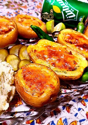 عکسی از دستور "سیب زمینی شکم پُر" ساده و سریع