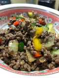 Stir Minced Beef with sautéed Zucchini and Bell Peppers