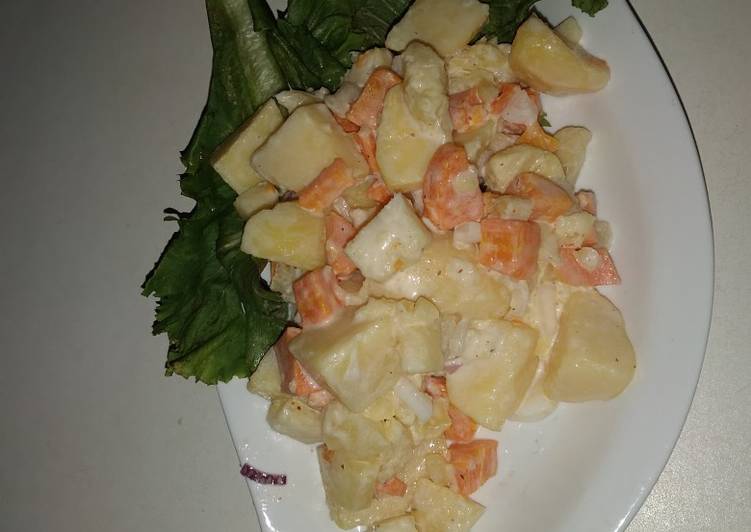 Steps to Prepare Ultimate Potato Salad with Carrots and Pineapple