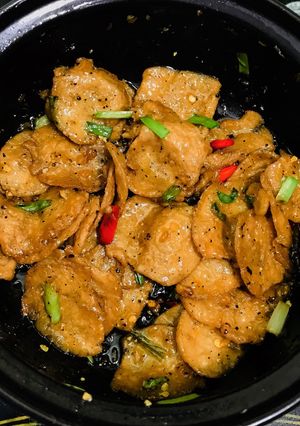 Hình của món Sườn non chay kho tiêu.
