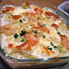 A picture of Creamy Shrimp au Gratin Made In One Frying Pan.
