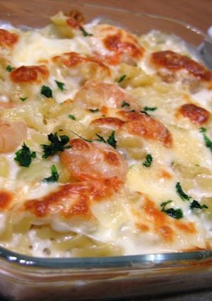 A picture of Creamy Shrimp au Gratin Made In One Frying Pan.