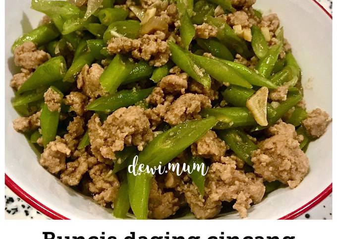 Buncis cah daging cincang