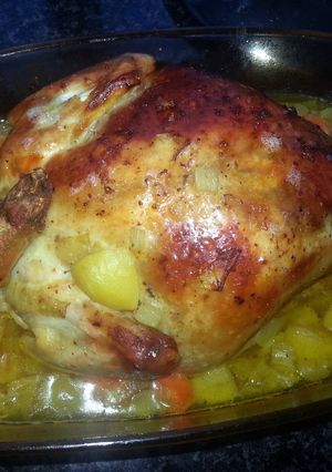 A picture of very simple roasted chicken.