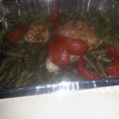 A picture of HCG diet meal 7 & 9: fish fillet with string beans.