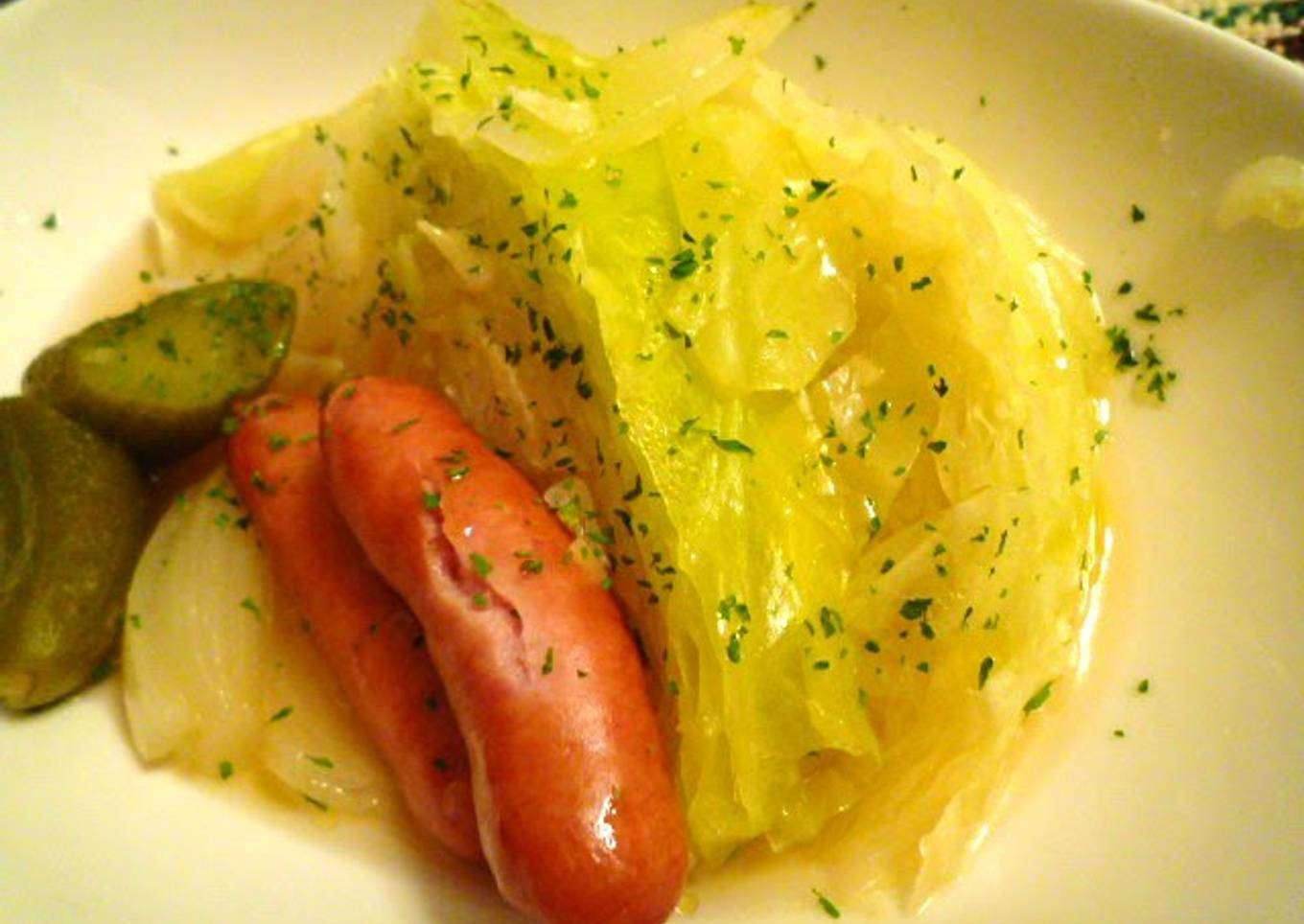 Meltingly-Soft Simmered Cabbage and Wiener Sausages