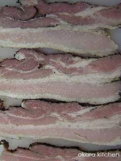A picture of Homemade Bacon - in the Oven.
