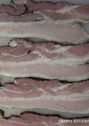 A picture of Homemade Bacon - in the Oven.