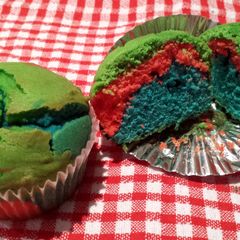 Rainbow butter cupcakes A picture of Rainbow butter cupcakes.