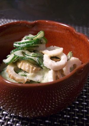 A picture of Chikuwa Tossed in Wasabi and Mayo.
