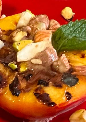 A picture of Grilled sweet peaches.