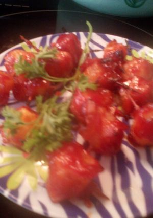 A picture of Sunshine's Bacon Wrapped Pineapple N Sauce.