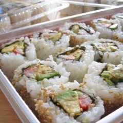 A picture of California Rolls.